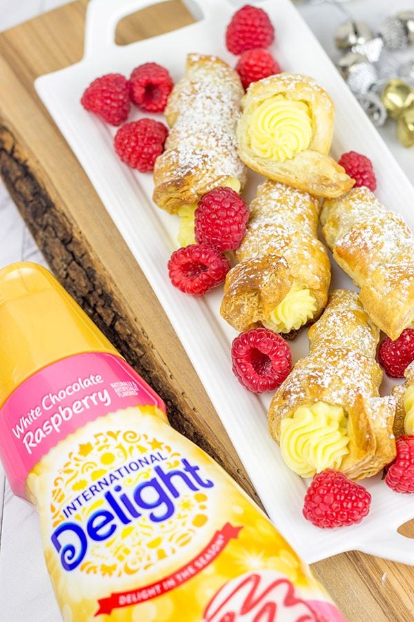 These White Chocolate Raspberry Cream Horns are a fun sweet treat to serve during the holidays!