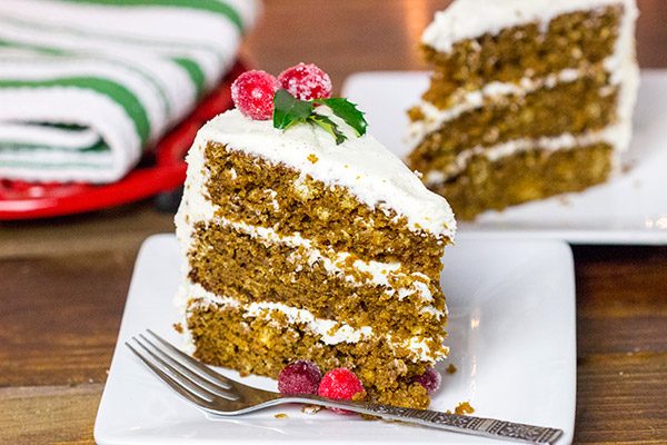 Packed with spices and real vanilla beans, this Gingerbread Cake with Vanilla Bean Frosting is the perfect holiday dessert!