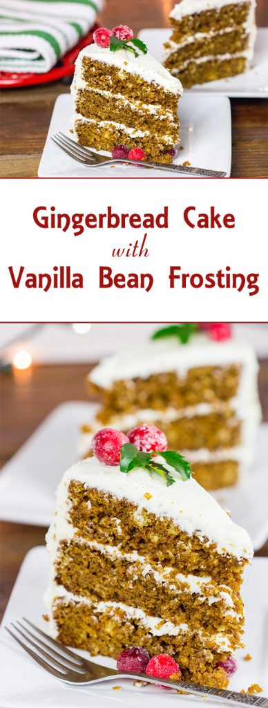 Packed with spices and real vanilla beans, this Gingerbread Cake with Vanilla Bean Frosting is the perfect holiday dessert!