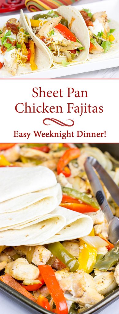 These Sheet Pan Chicken Fajitas are an easy and flavorful dinner...and clean-up is a breeze! This one is perfect for dinner on a busy weeknight!