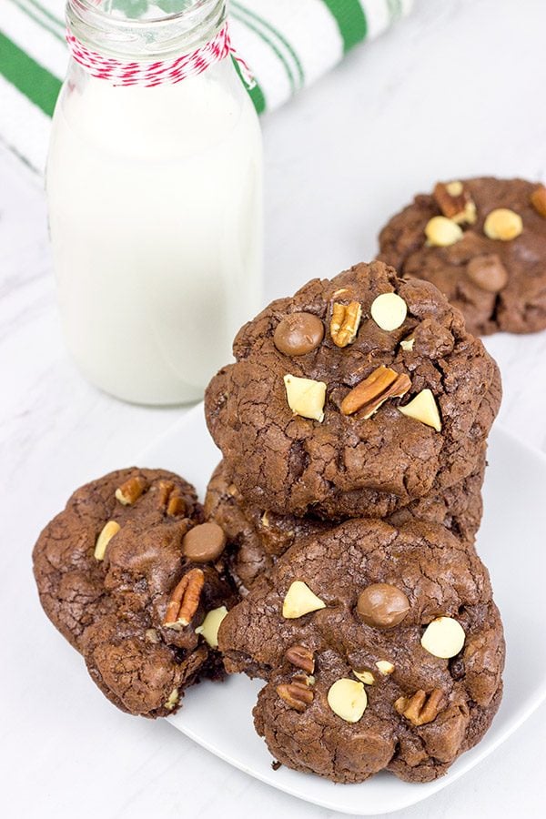 These Triple Chocolate Cookies feature 3 types of chocolate for triple the deliciousness! Enjoy!