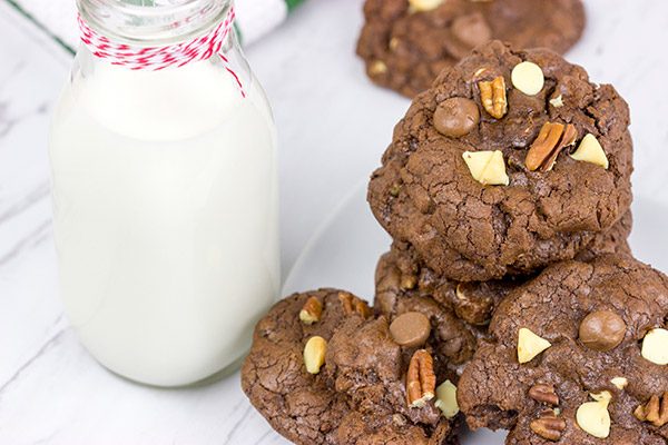 These Triple Chocolate Cookies feature 3 types of chocolate for triple the deliciousness! Enjoy!