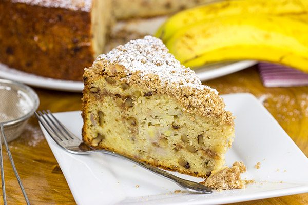 Say hello to morning with a big slice of this tasty Banana Walnut Coffee Cake!