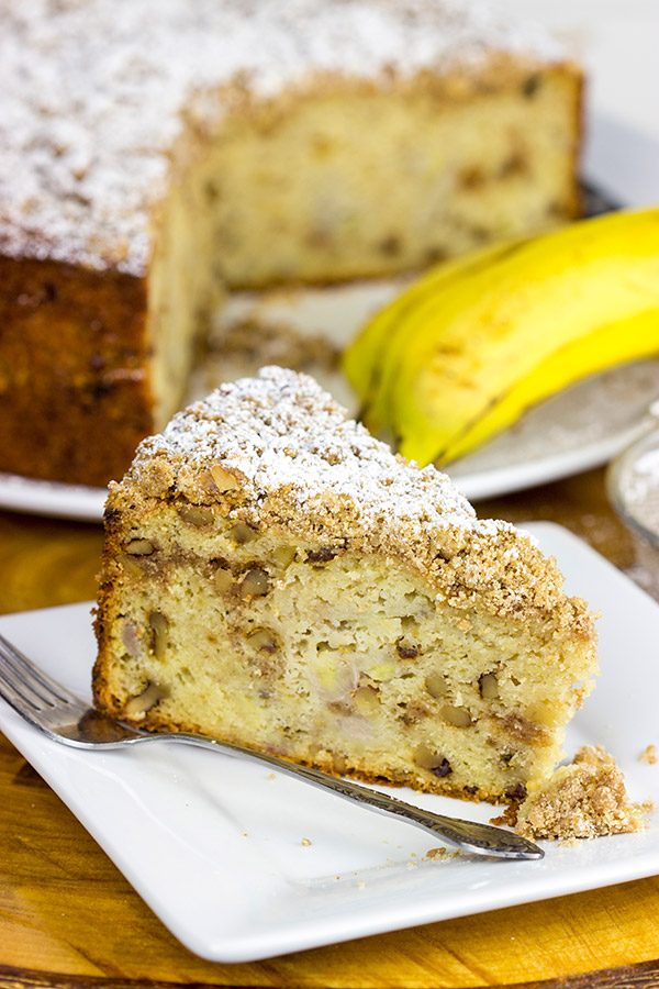 Say hello to morning with a big slice of this tasty Banana Walnut Coffee Cake!