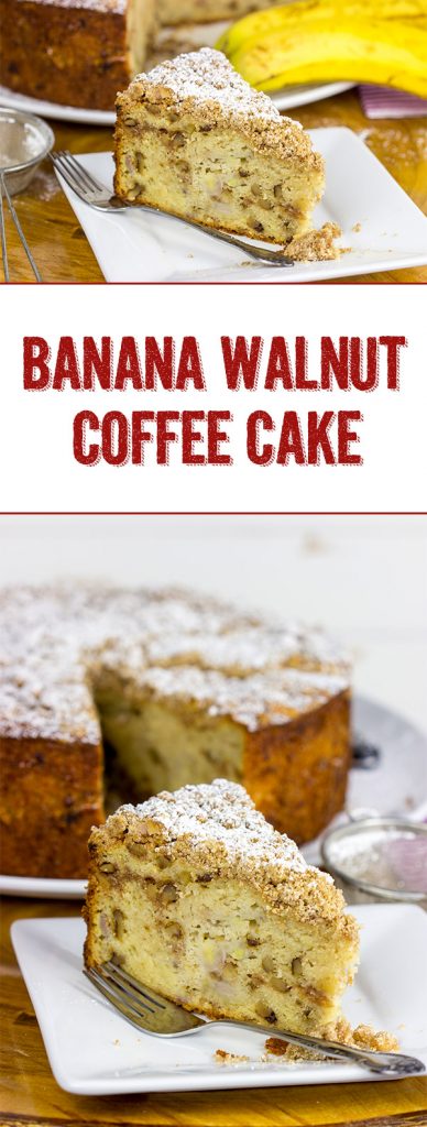 Say hello to morning with a big slice of this tasty Banana Walnut Coffee Cake!