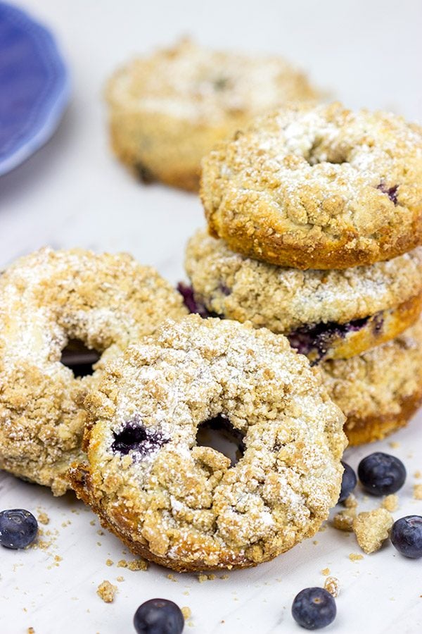 Embrace the crumb! These Blueberry Crumb Donuts will make you cheer for crumbs again!