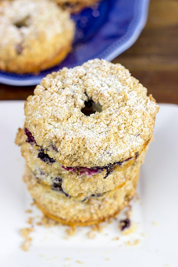 Embrace the crumb! These Blueberry Crumb Donuts will make you cheer for crumbs again!
