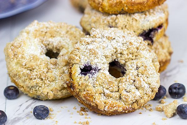 Embrace the crumb! These Blueberry Crumb Donuts will make you cheer for crumbs again!