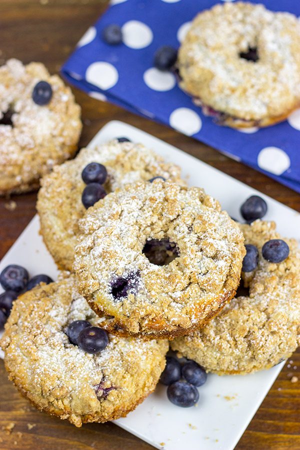 Embrace the crumb! These Blueberry Crumb Donuts will make you cheer for crumbs again!