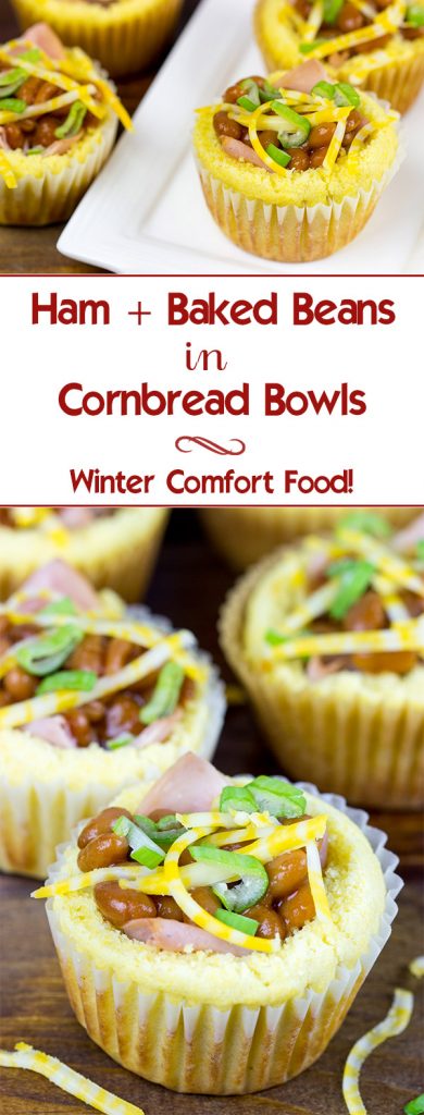Think beyond the sandwich...by using cornbread bowls! These Ham and Baked Beans in Cornbread Bowls are a fun twist on a classic!