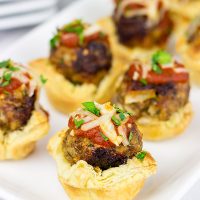 These Italian Meatball Tartlets are the perfect gameday appetizer!