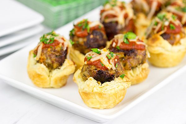 These Italian Meatball Tartlets are the perfect gameday appetizer! 