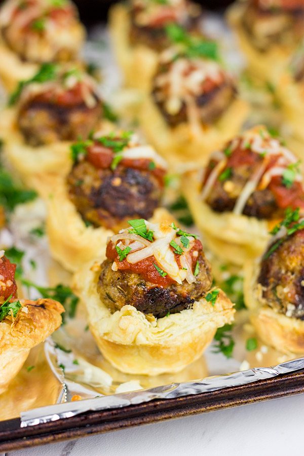 These Italian Meatball Tartlets are the perfect gameday appetizer! 