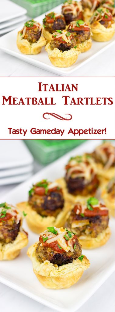 These Italian Meatball Tartlets are the perfect gameday appetizer!