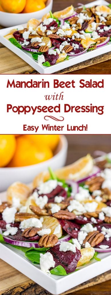 This Mandarin Beet Salad with Poppyseed Dressing makes for an easy and delicious winter lunch!