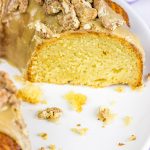 This Pecan Praline Bundt Cake features a warm praline frosting poured over a moist cake. Oh, and there's some sugared pecans in there, too! Enjoy!