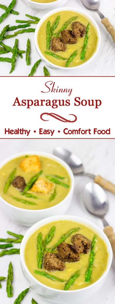 This Skinny Asparagus Soup makes for a great low-calorie meal on a chilly day!