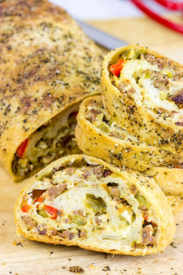 This Spicy Italian Sausage Roll is the perfect appetizer for your next party!