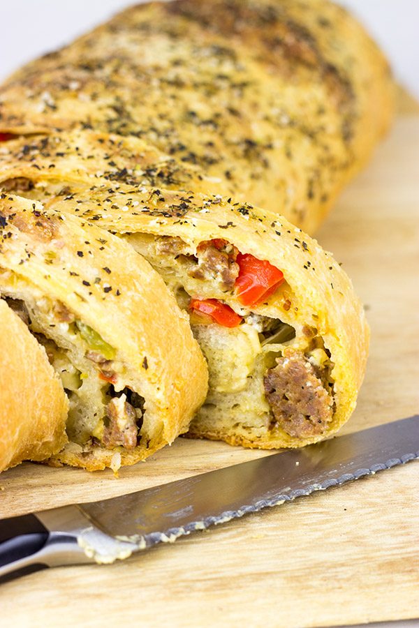 This Spicy Italian Sausage Roll is the perfect appetizer for your next party!