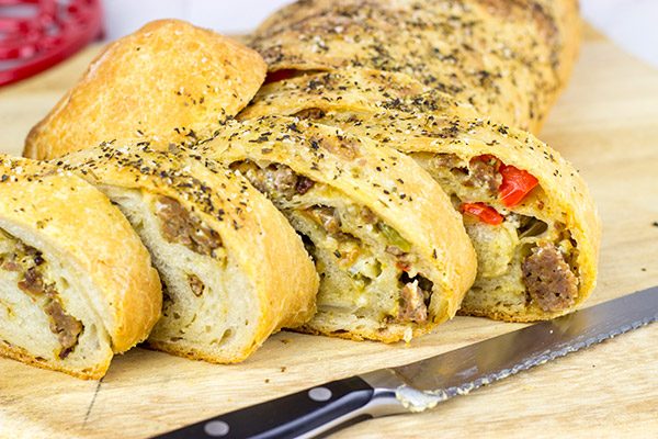 This Spicy Italian Sausage Roll is the perfect appetizer for your next party!