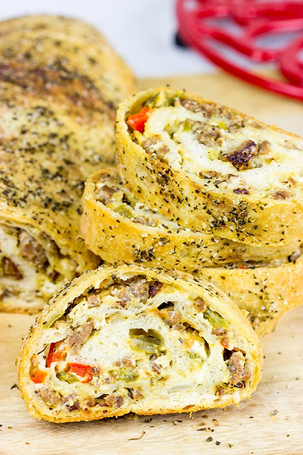 This Spicy Italian Sausage Roll is the perfect appetizer for your next party!