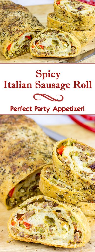This Spicy Italian Sausage Roll is the perfect appetizer for your next party!