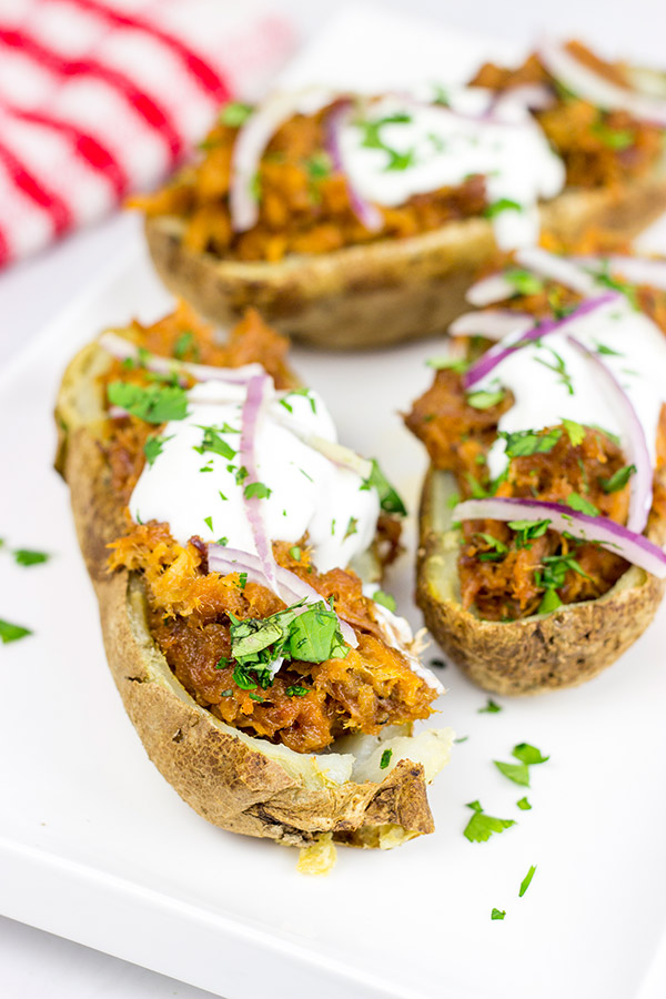 Forget the sandwich! These BBQ Pulled Pork Potato Skins are a tasty way to serve up pulled pork!
