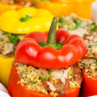 Stuffed with quinoa, brown rice and Italian sausage, these Italian Stuffed Peppers are a tasty and filling winter meal!