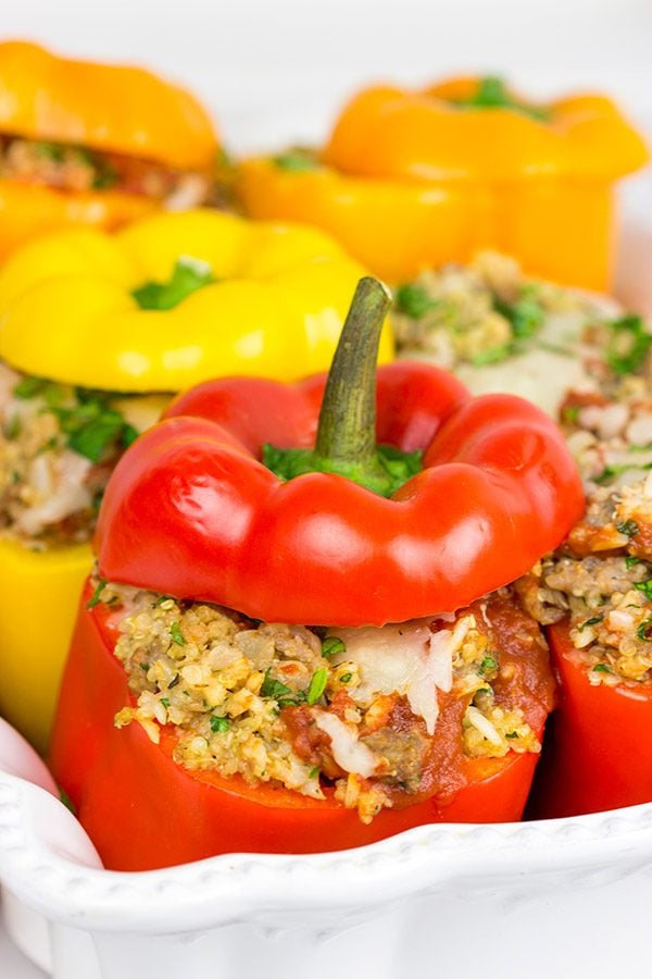 Stuffed with quinoa, brown rice and Italian sausage, these Italian Stuffed Peppers are a tasty and filling winter meal!