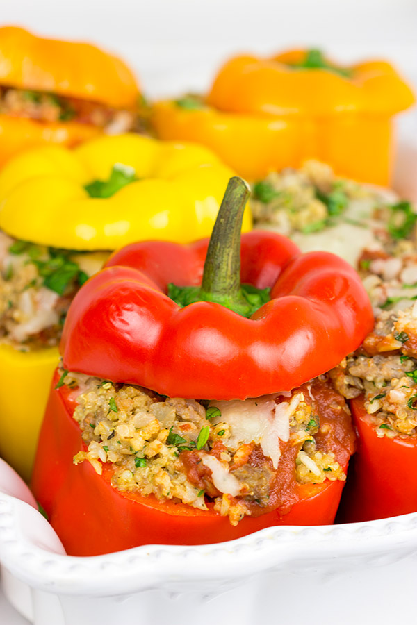 Stuffed with quinoa, brown rice and Italian sausage, these Italian Stuffed Peppers are a tasty and filling winter meal!