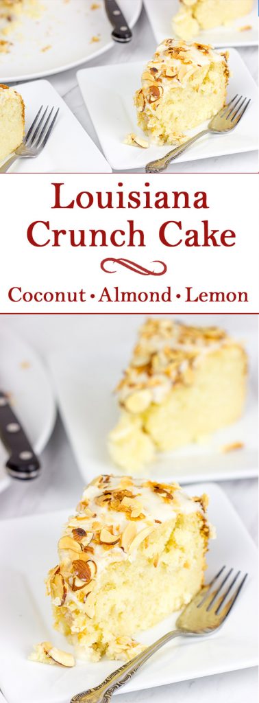 Packed with a combination of coconut, lemon and almond, this Louisiana Crunch Cake is sure to be a favorite sweet treat in your house!