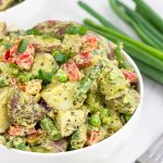 This Pesto Potato Salad is perfect for summer...and it doesn't include any mayo!