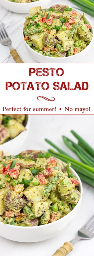 This Pesto Potato Salad is perfect for summer...and it doesn't include any mayo!