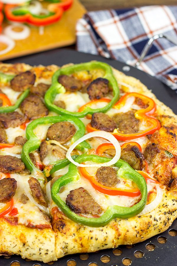 Make pizza night delicious with this Sausage and Peppers Pizza!