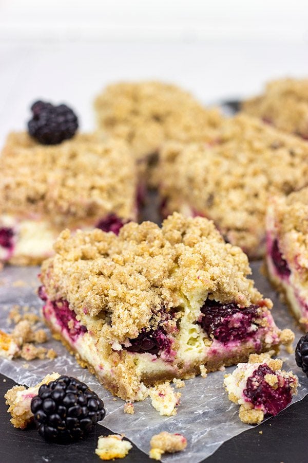 These Blackberry Cheesecake Bars are a new summer favorite dessert in our house!