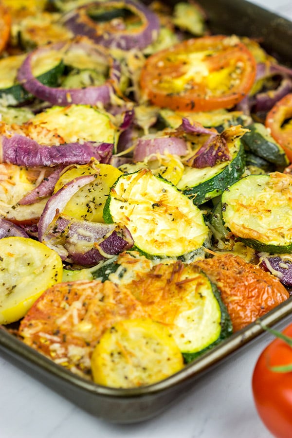 Overrun with fresh zucchini? Then roast up a batch of these Easy Roasted Summer Vegetables!