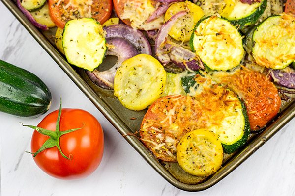 Overrun with fresh zucchini? Then roast up a batch of these Easy Roasted Summer Vegetables!