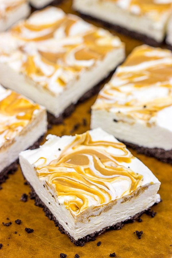 These No Bake Peanut Butter Cheesecake Bars are perfect for summer picnics or backyard gatherings!