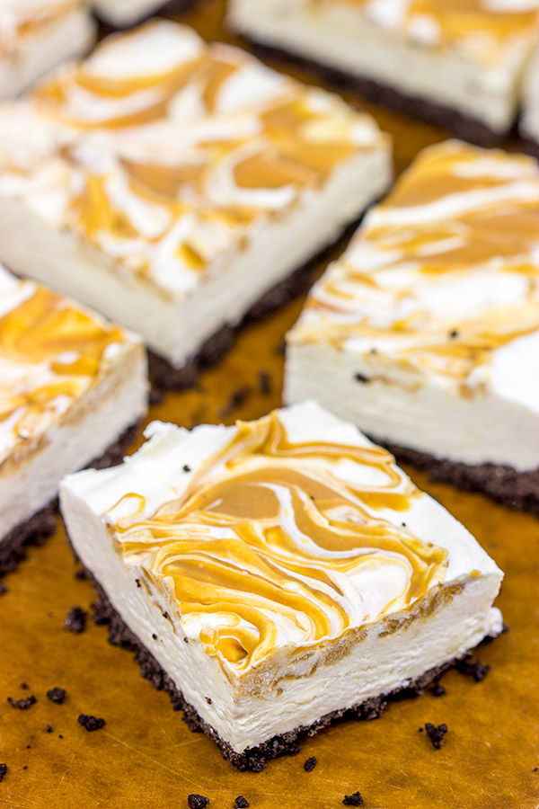 These No Bake Peanut Butter Cheesecake Bars are perfect for summer picnics or backyard gatherings!
