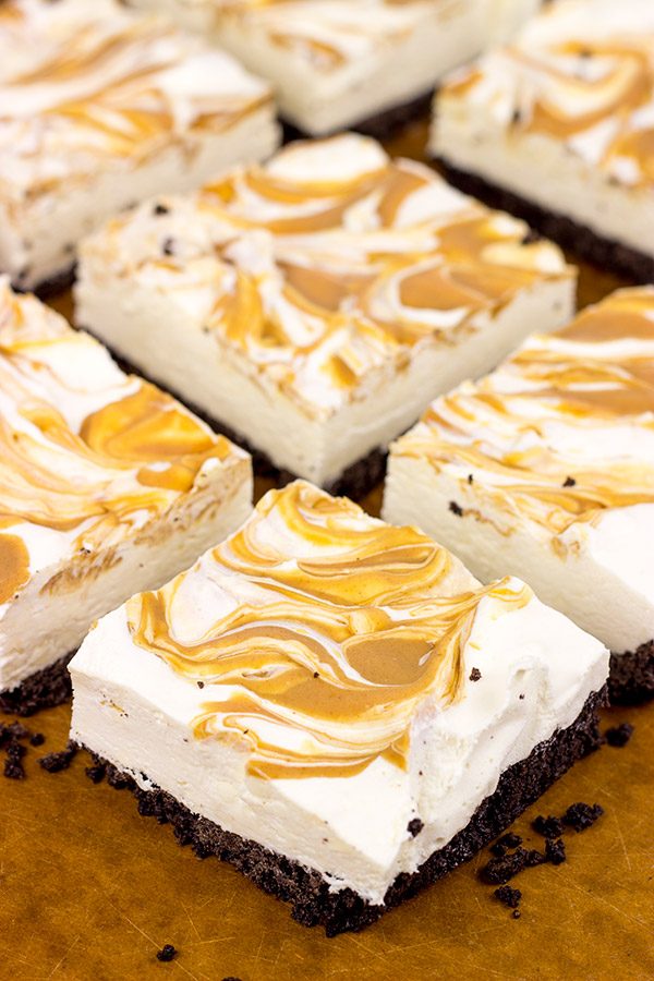 These No Bake Peanut Butter Cheesecake Bars are perfect for summer picnics or backyard gatherings!