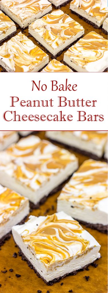 These No Bake Peanut Butter Cheesecake Bars are perfect for summer picnics or backyard gatherings!