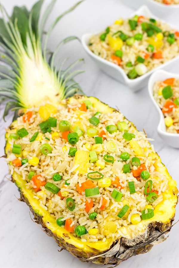 This Pineapple Fried Rice features just a touch of sweetness from the fresh pineapple...and it's seriously tasty!