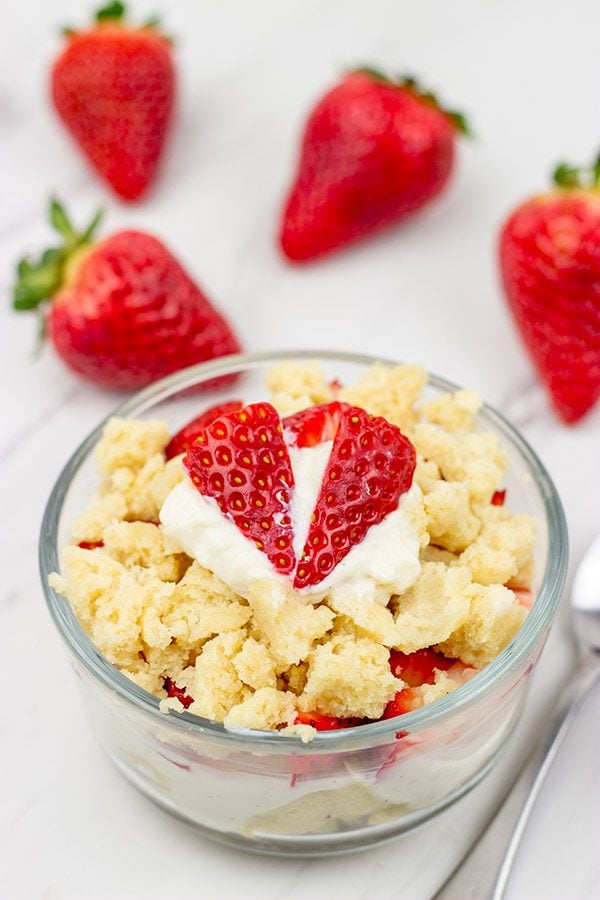 Craving a sweet treat, but don't want to make a whole cake? Go with this gluten-free Strawberry Shortcake for One!