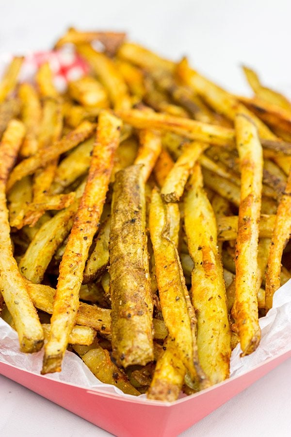 These Baked Seasoned Fries are an excellent side dish for burgers on the grill!