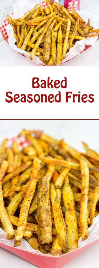 These Baked Seasoned Fries are an excellent side dish for burgers on the grill!