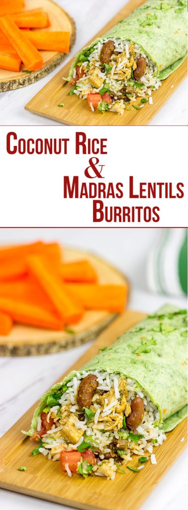 These Coconut Rice and Madras Lentils Burritos are easy to make and packed with flavor!
