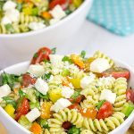 This Confetti Pasta Salad with Lemon Dijon Dressing is the perfect side dish for summer entertaining!