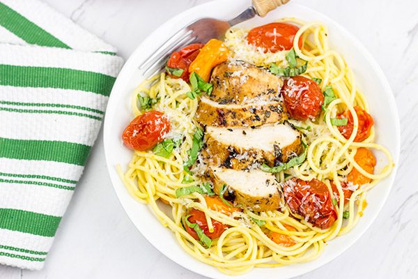 Pull out the grill! This Grilled Balsamic Chicken with Burst Tomatoes is one tasty summer recipe!