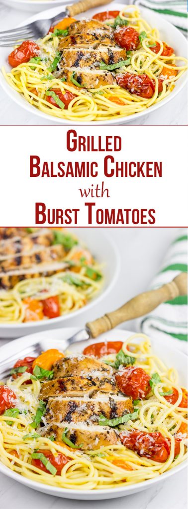 Pull out the grill! This Grilled Balsamic Chicken with Burst Tomatoes is one tasty summer recipe!