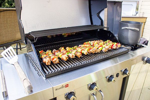 These Grilled Pork Kabobs are served over pasta for a fun and tasty summer meal!